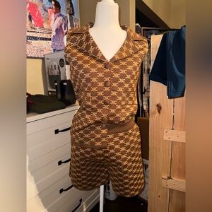 Brown Monogram Sleeveless 2 piece shorts